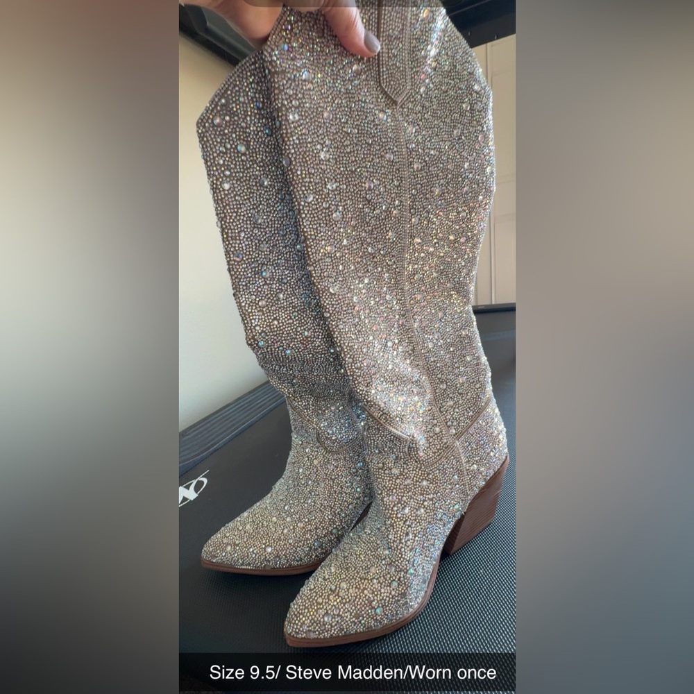 Steve Madden Glittering Silver Heeled Boots